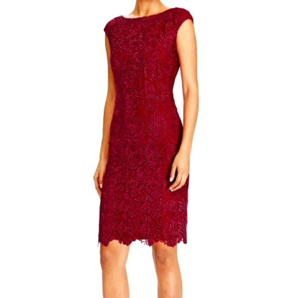 Lauren Ralph Lauren Red Crochet Lace Sheath Dress SZ: 12